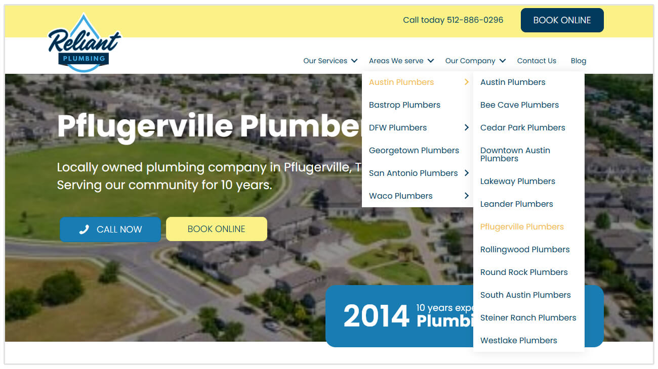 Reliant Plumbing location services